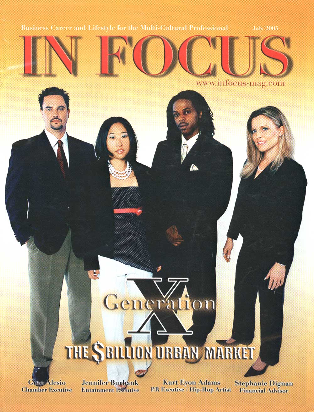 A group of people on the cover of a magazine called in focus