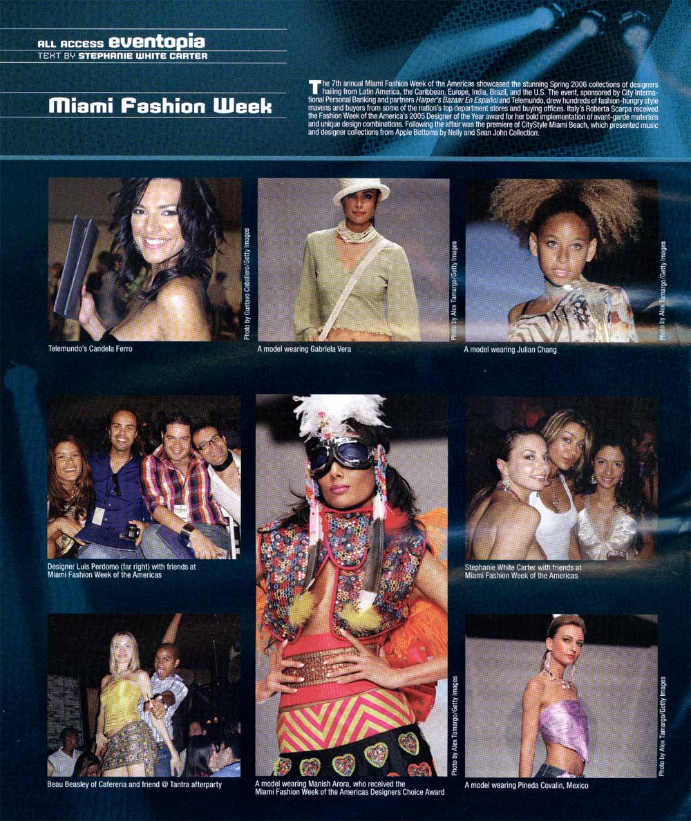 A miami fashion week advertisement with a collage of photos