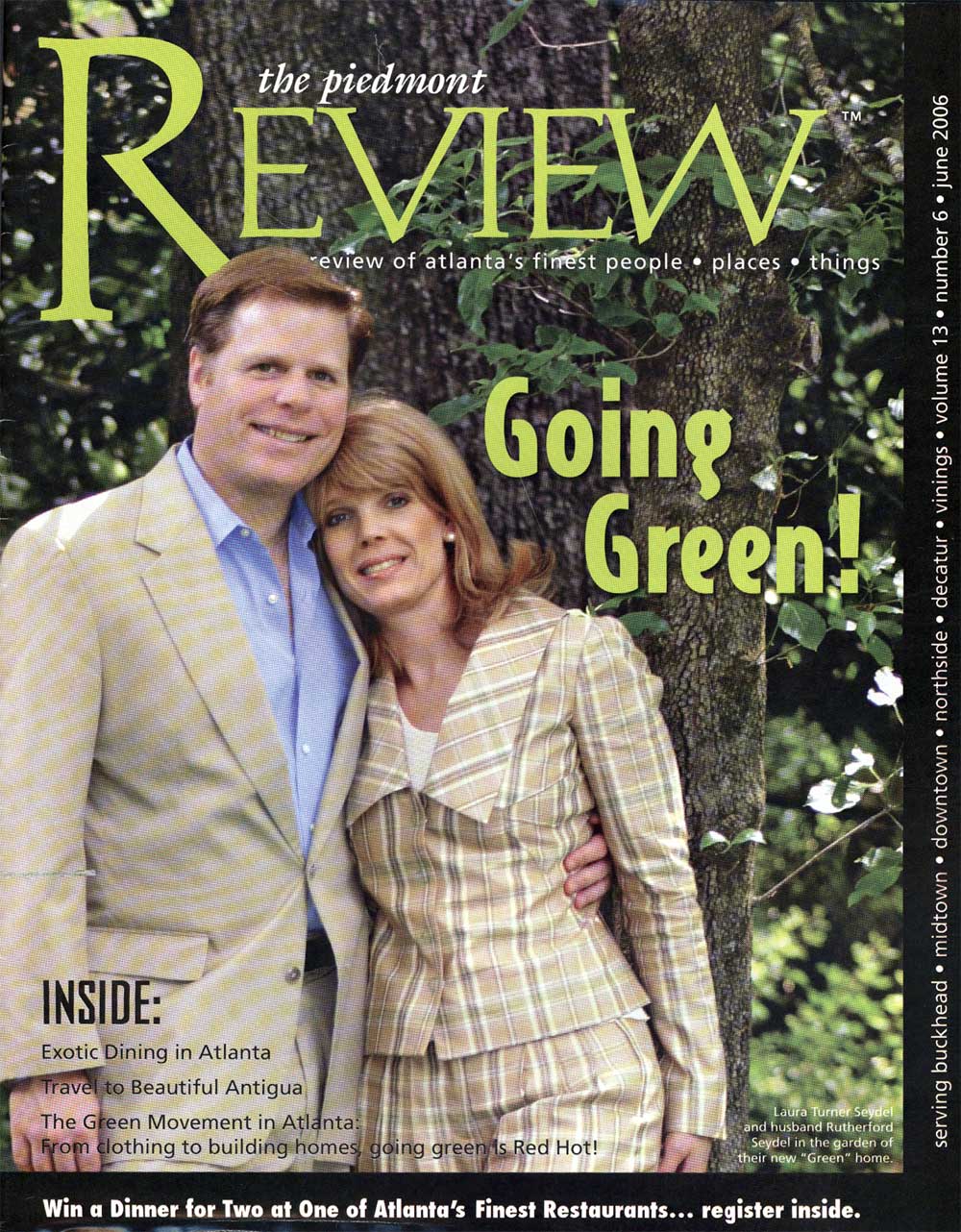 A man and woman are on the cover of a review magazine