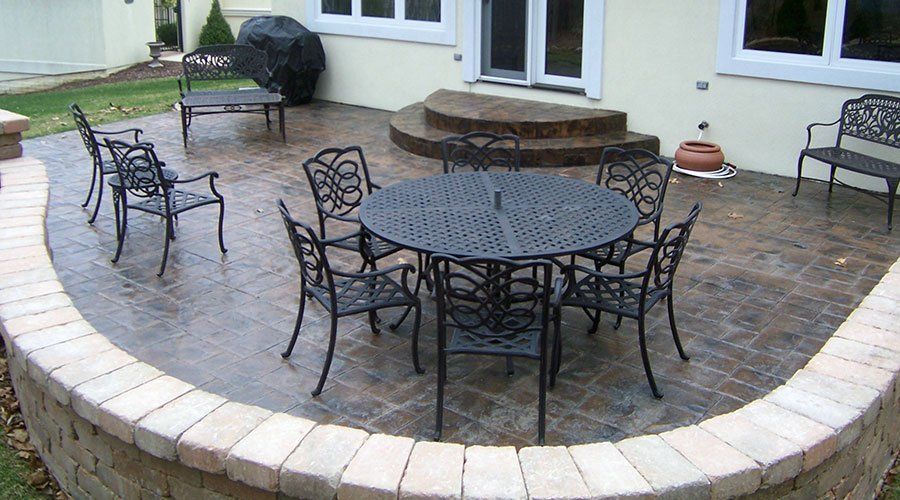 Stamped Concrete Patio - Brick Border - Bloomington, IL