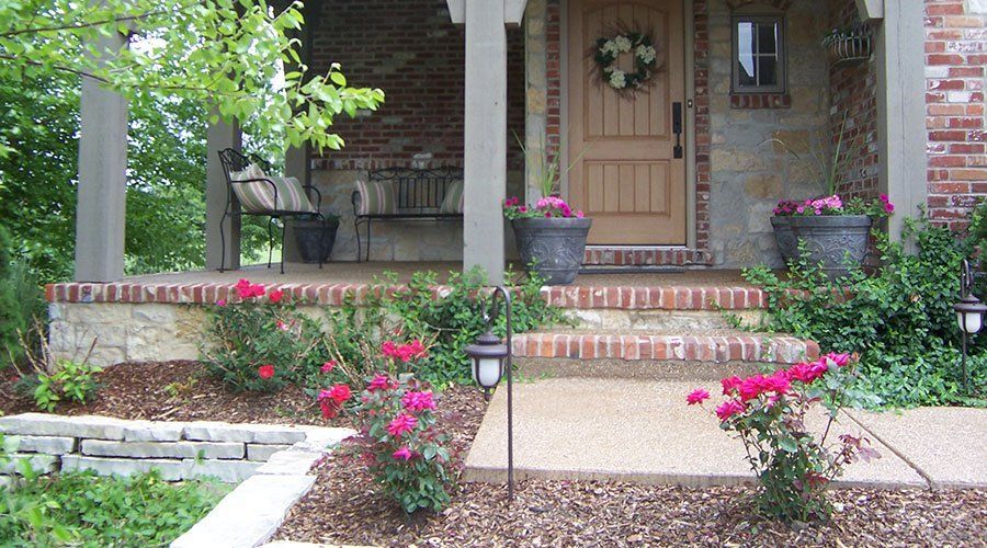 Decorative Concrete Porch - Brick Border - Peoria, IL