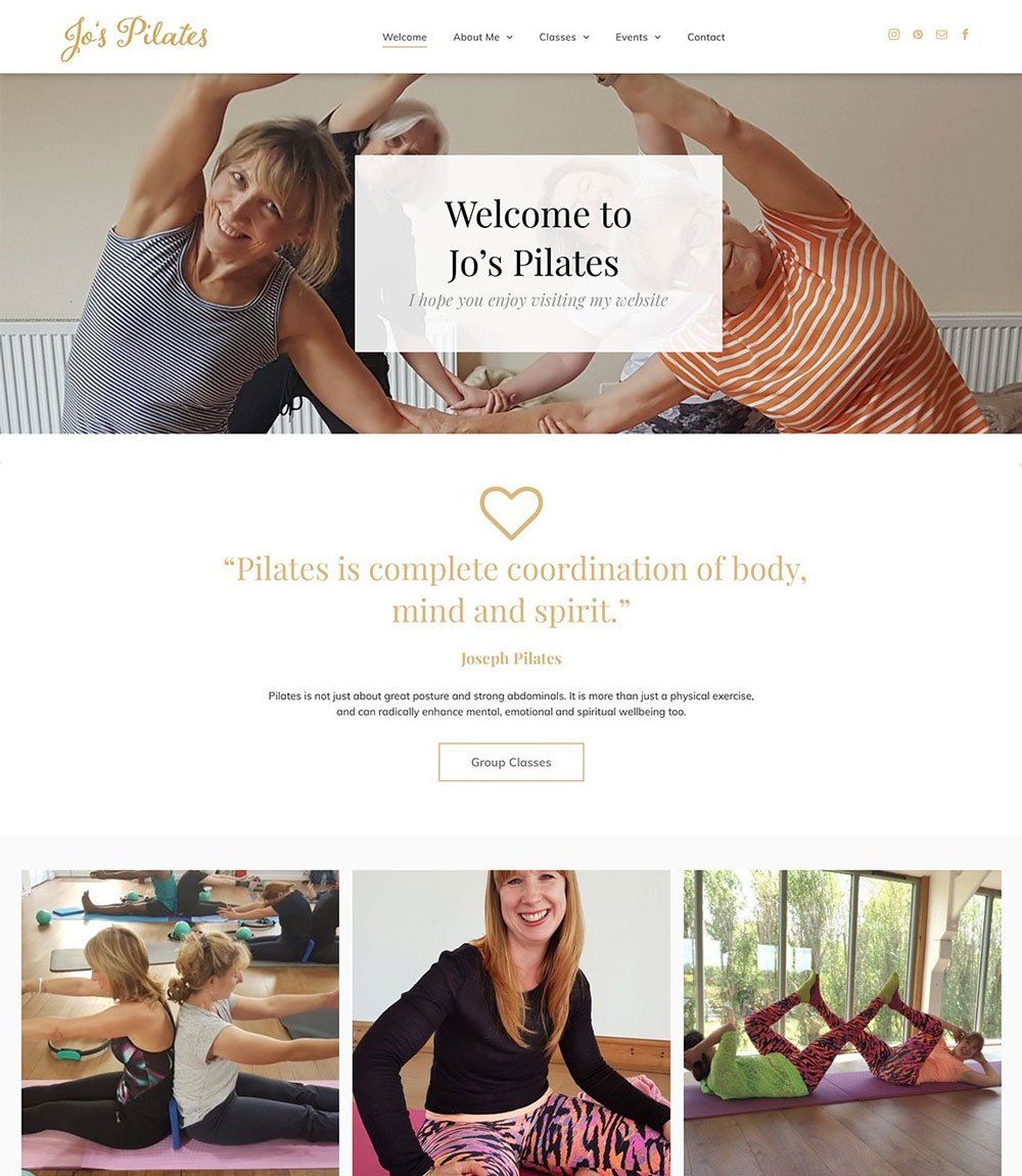 jo fernandes pilates website design development