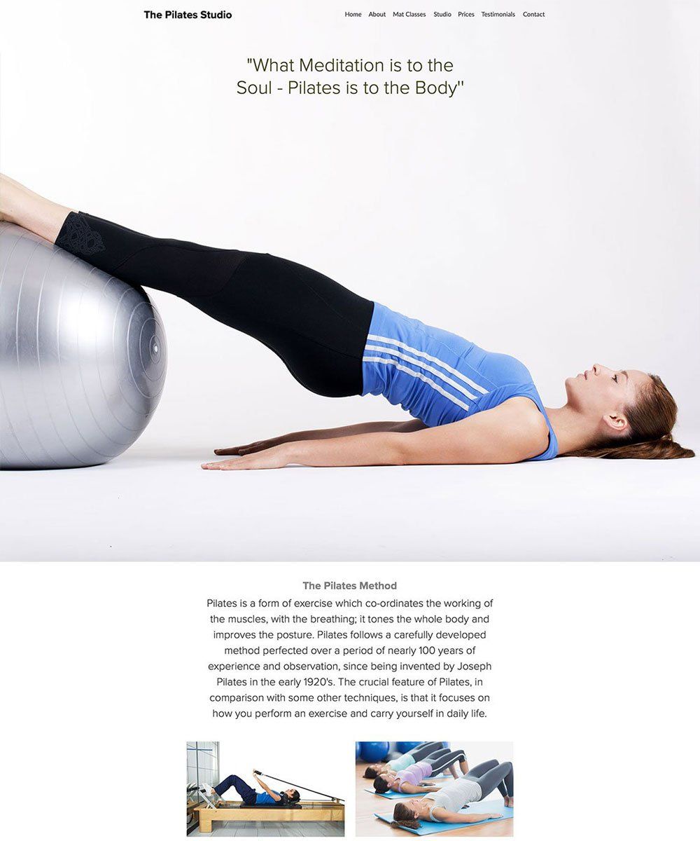 The Pilates Studio website design development