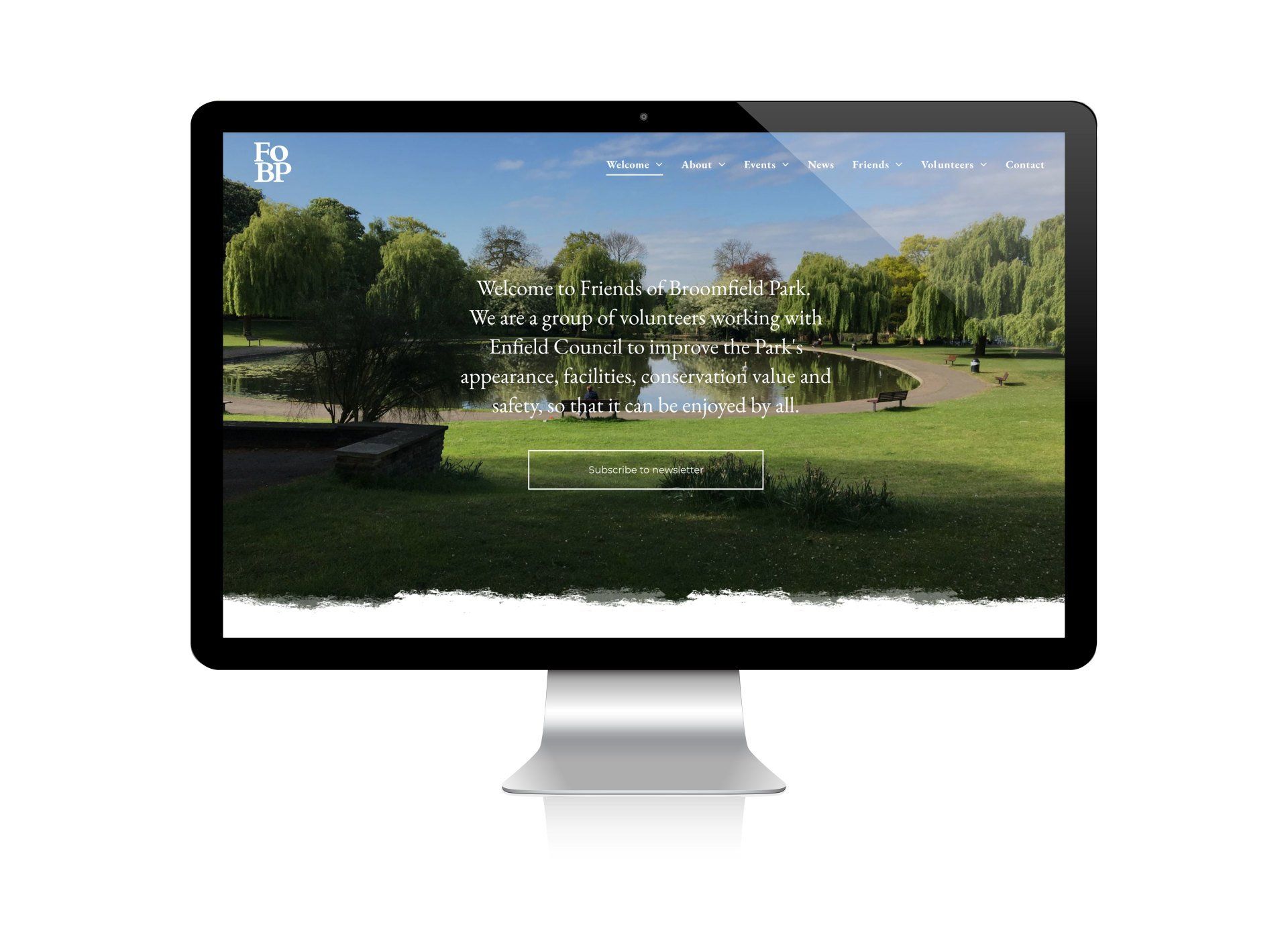FoBP Welcome page on Desktop