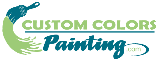 A logo for custom colors painting with a paint brush