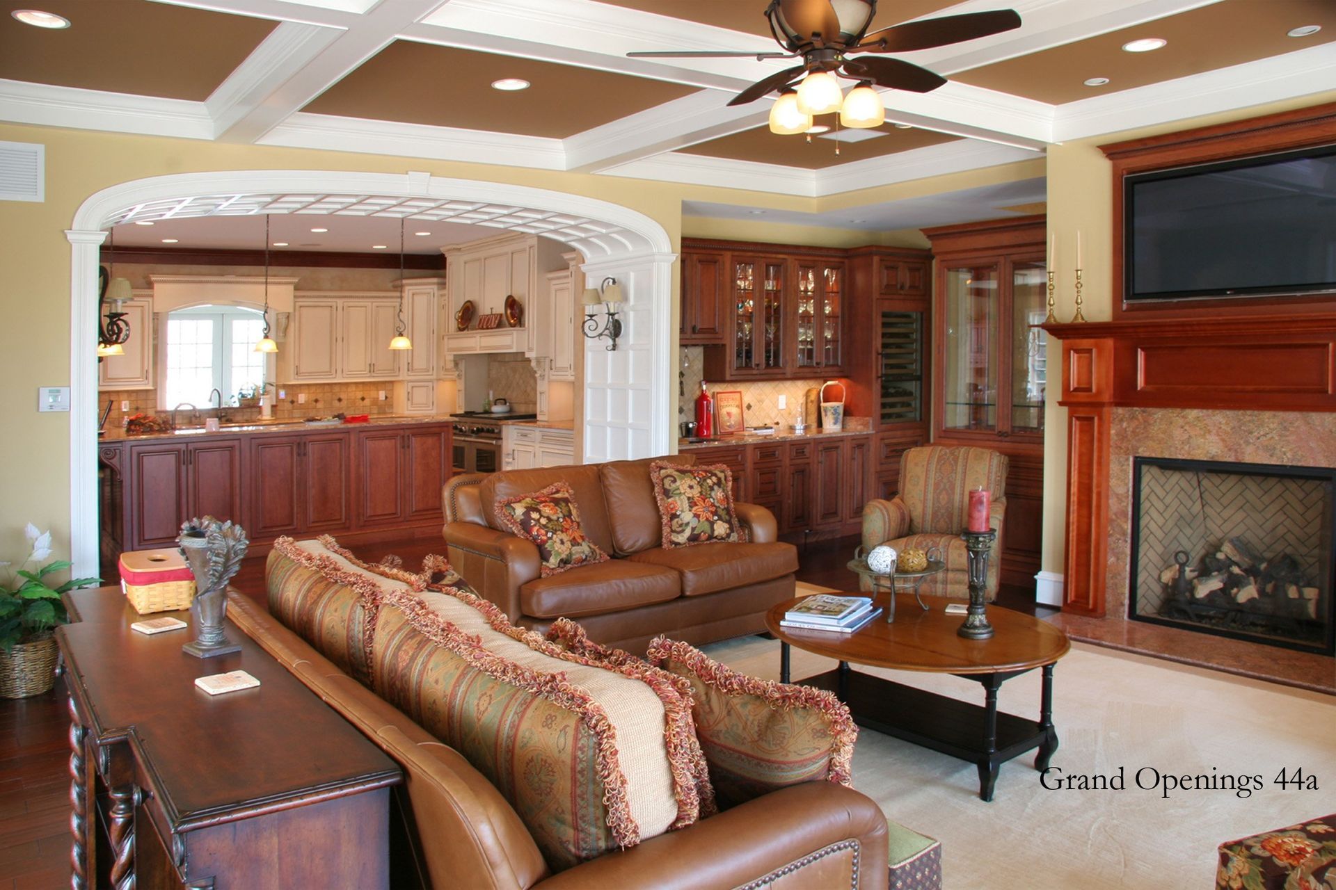 archway with living room