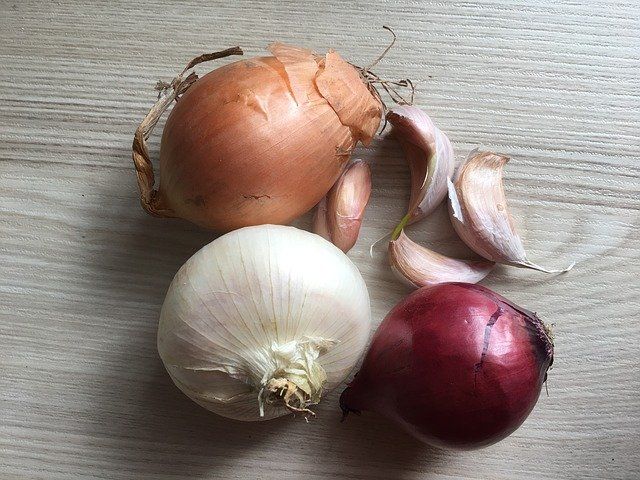 Onions Several different types and colours of onion