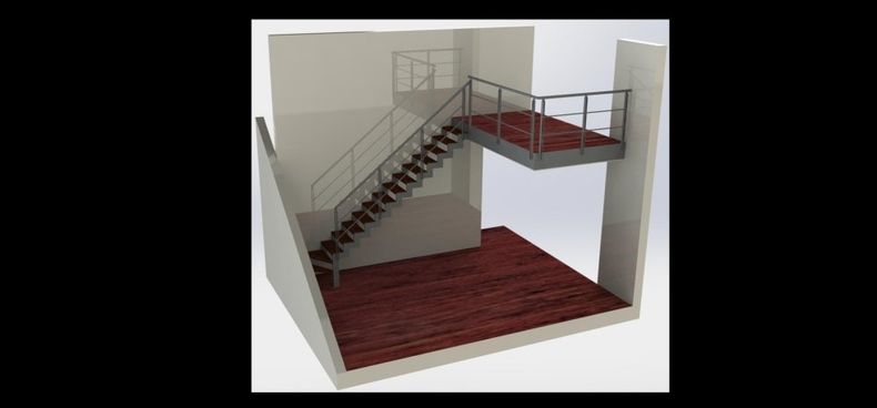 Scala in acciaio e legno
