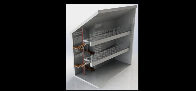 Scala con parapetto per interni