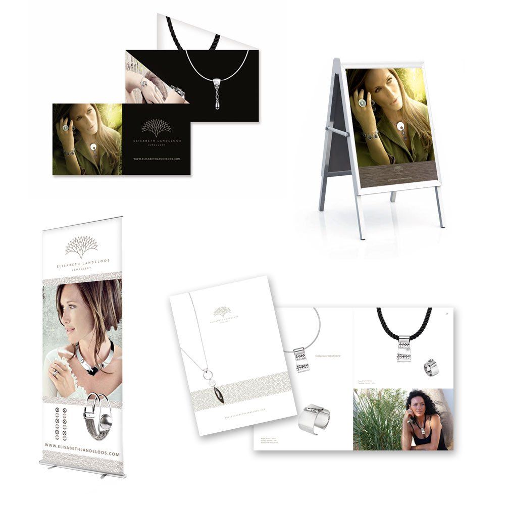 SCHMUCKDESIGN Kundenstopper Schmuck Reinzeichnung Katalog Broschüre Roll up Aufsteller