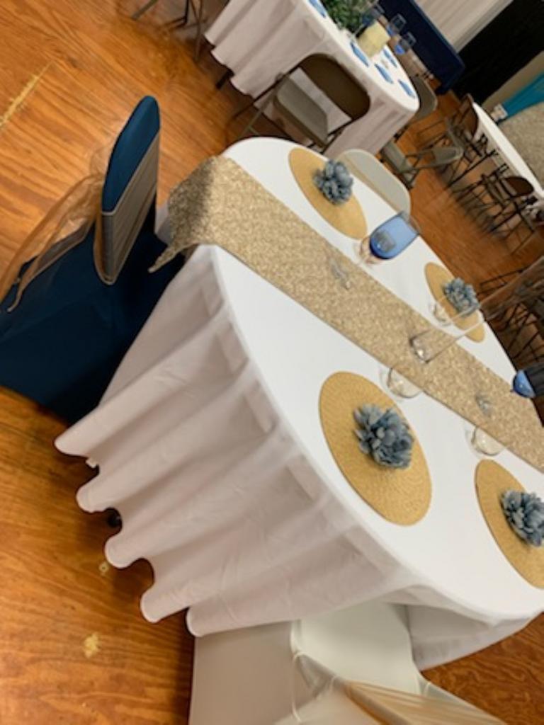 Champagne and Dusty Blue