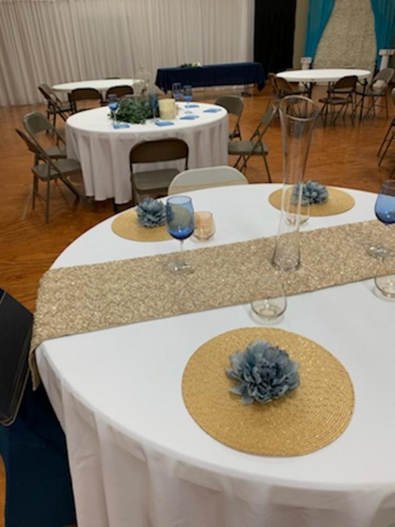 Champagne and Dusty Blue