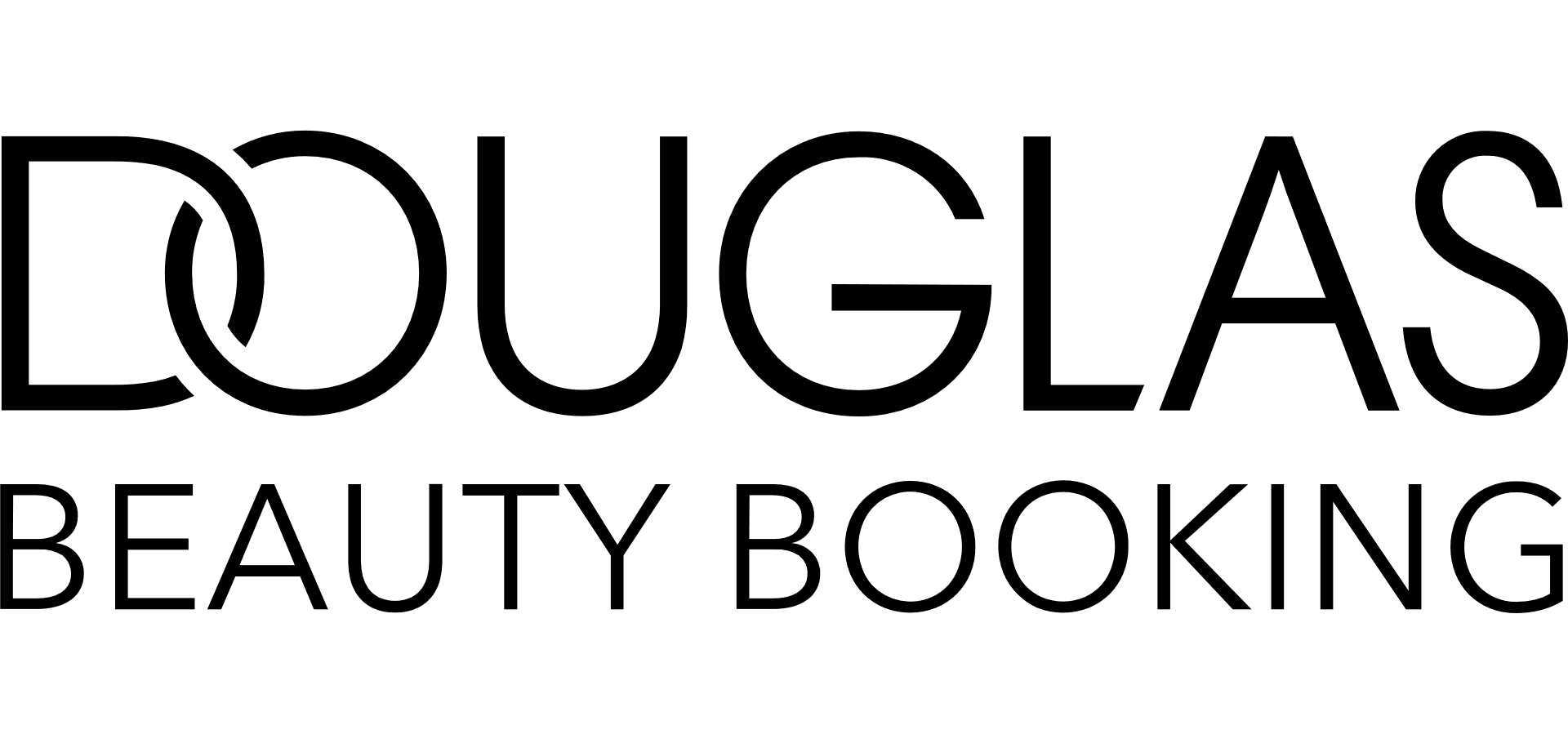 Ein schwarz-weißes Logo für Douglas Beauty Booking.