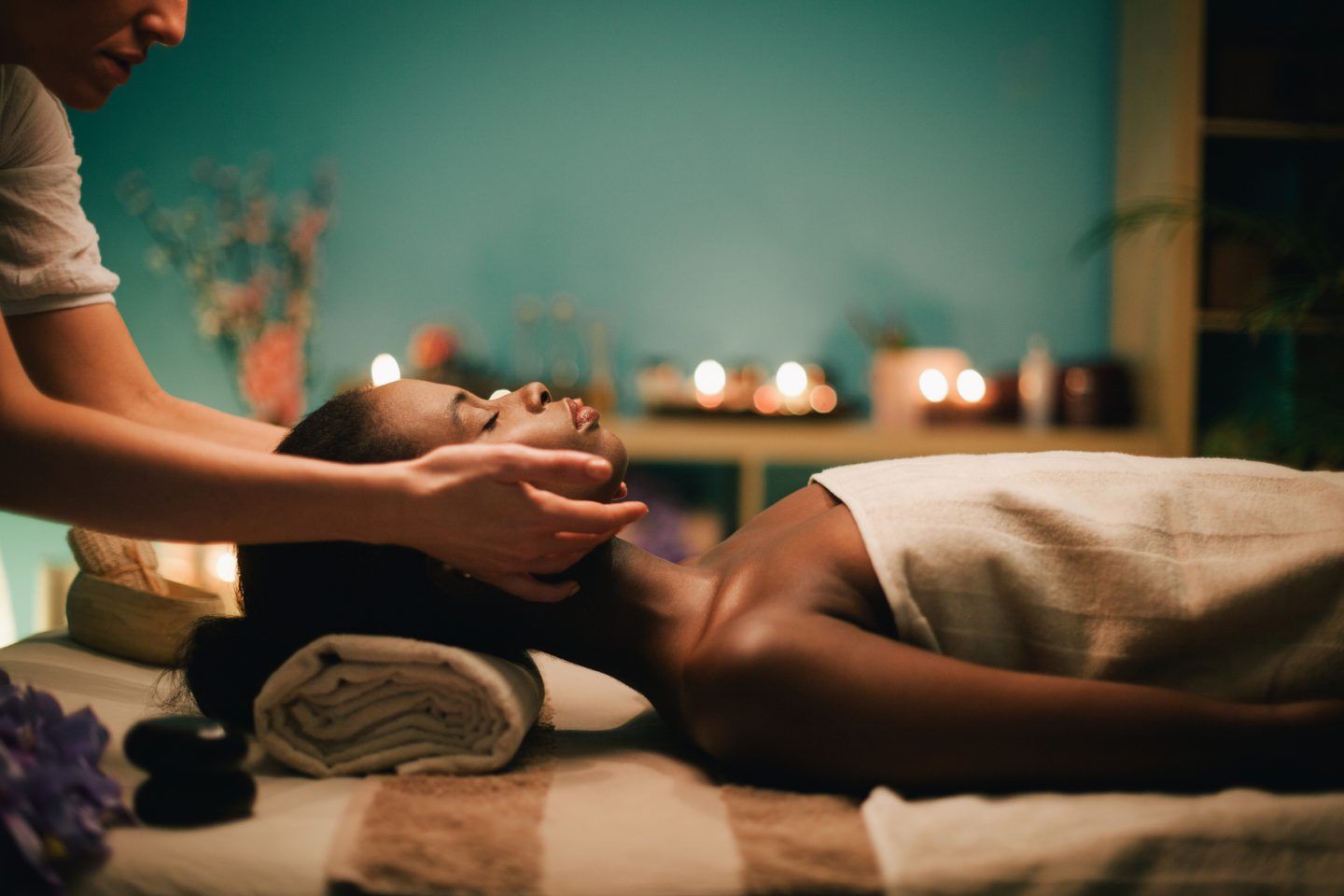 a woman getting a spa treat
