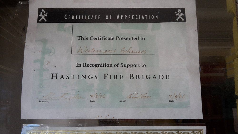 certificate of appreciation to westernport exhausts
