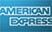 American Express logo, blue background.