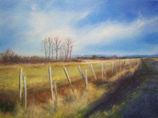 Dyke Path 2,  6 inches by 8 inches, oil on panel
