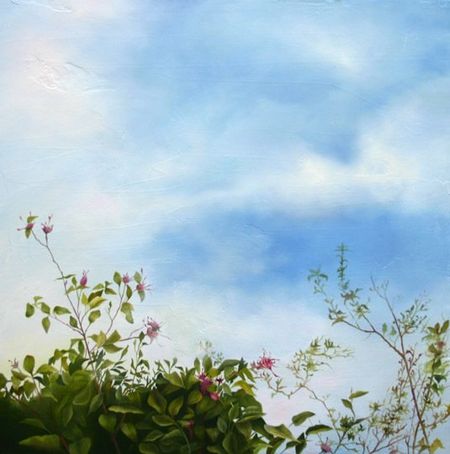 Wild Roses, 15 inches by 15 inches, oil on panel