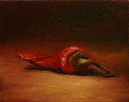 Pepper, 8 inches by 10 inches, oil