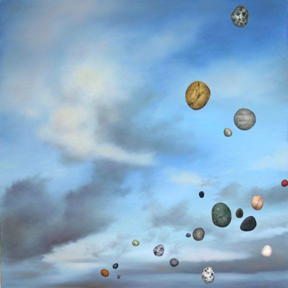Sky Stones, 2019, 6 inches by 24 inches, oil on panel