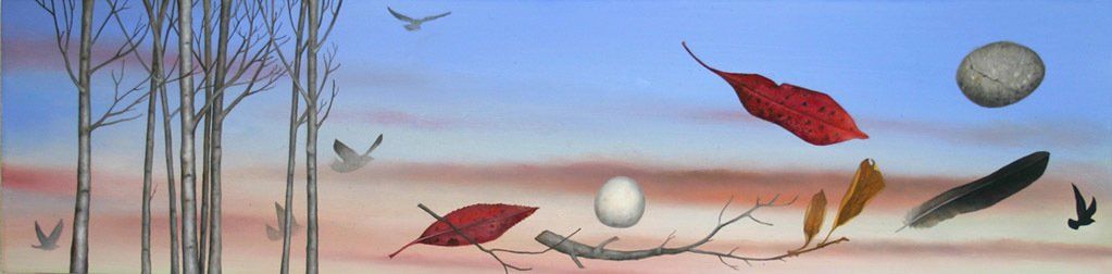 Sky Stones, 2019, 6 inches by 24 inches, oil on panel