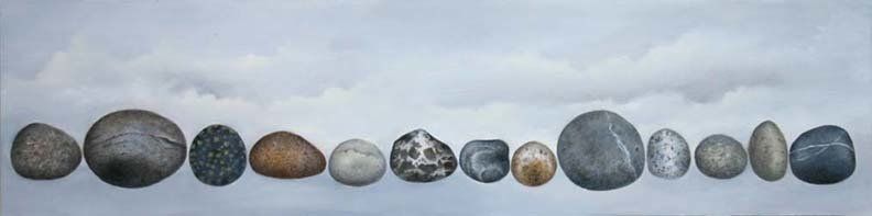 Sky Stones, 2019, 6 inches by 24 inches, oil on panel