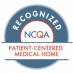 Blue and white NCQA logo with the text: 