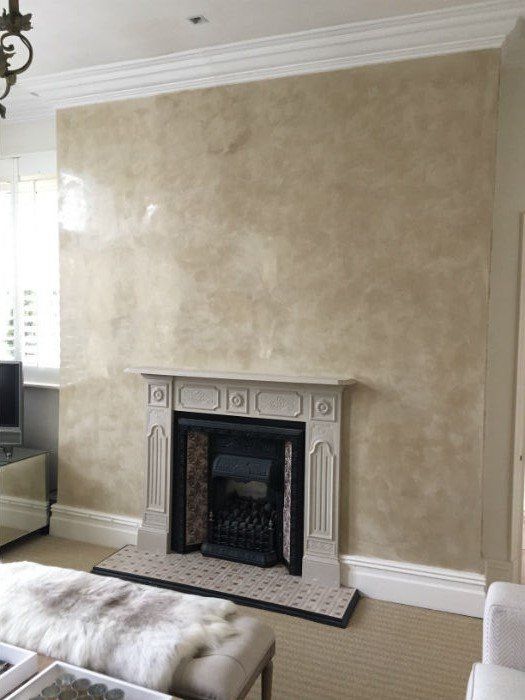 venetian plastery beige fireplace