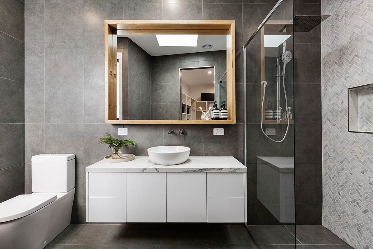 Black tiled bathroom—Bathroom Renovation in Rockhampton, QLD
