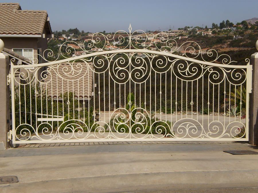 White Colored Driveway Gate — Ste. K Santee, CA — Sam's Fencing Inc.