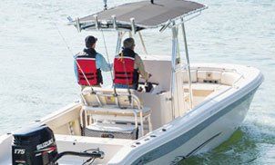 Two men on a speedboat - Marine Fabrication in Indian Trail, NC