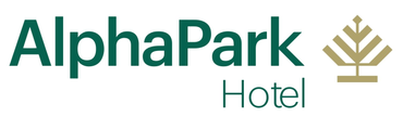 O logotipo do hotel alphapark tem uma árvore.