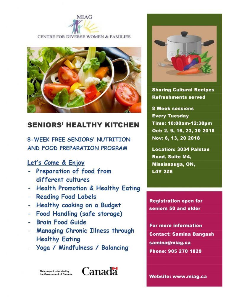 A flyer for a healthy kitchen for seniors