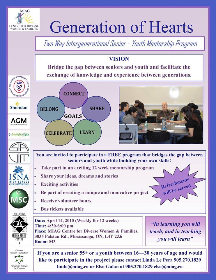 A flyer for generation of hearts shows a group of people sitting around a table.