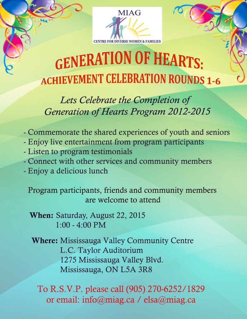 A poster for generation of hearts achievement celebration rounds 1-6