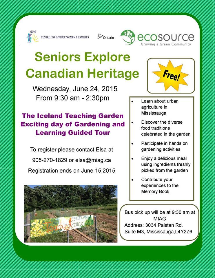 A flyer for a seniors explore canadian heritage event.