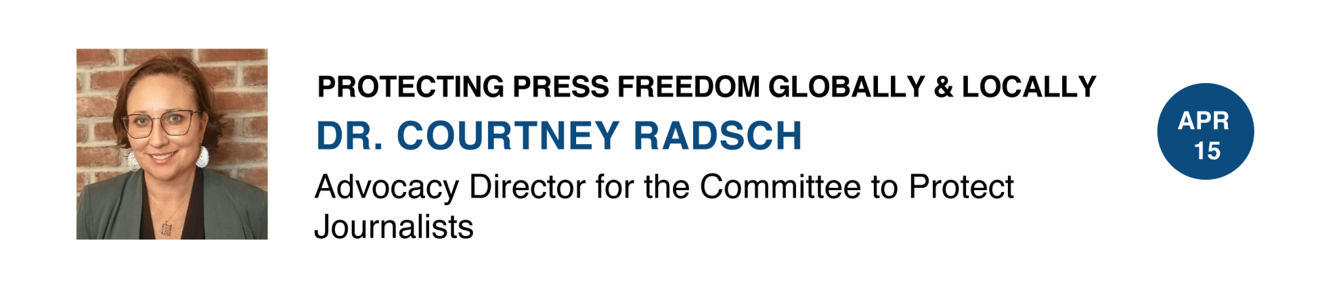 A picture of a woman with the name dr. courtney radsch