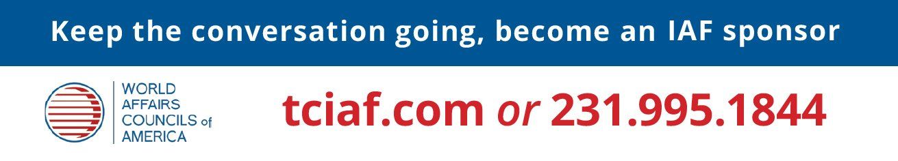 A blue banner that says keep the conversation going become an iaf sponsor