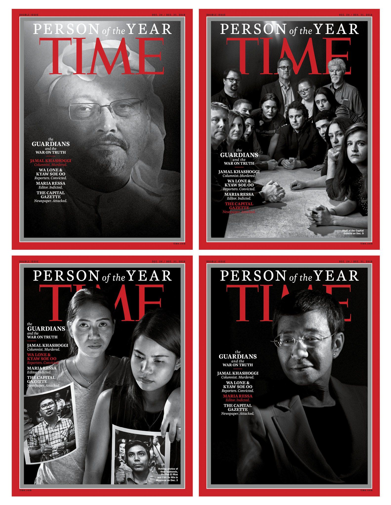 Four time magazine covers with people on them
