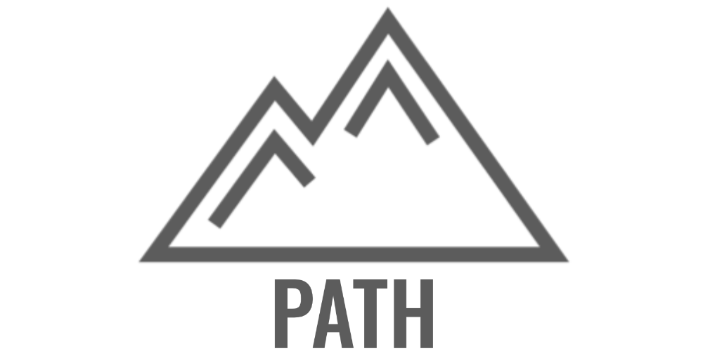The logo for path is a mountain in a triangle with the word path below it.
