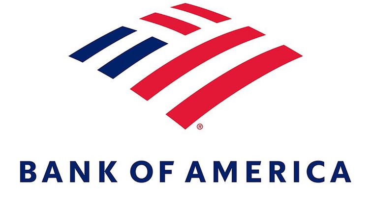 Bank of America logo with red and blue stripes above blue text