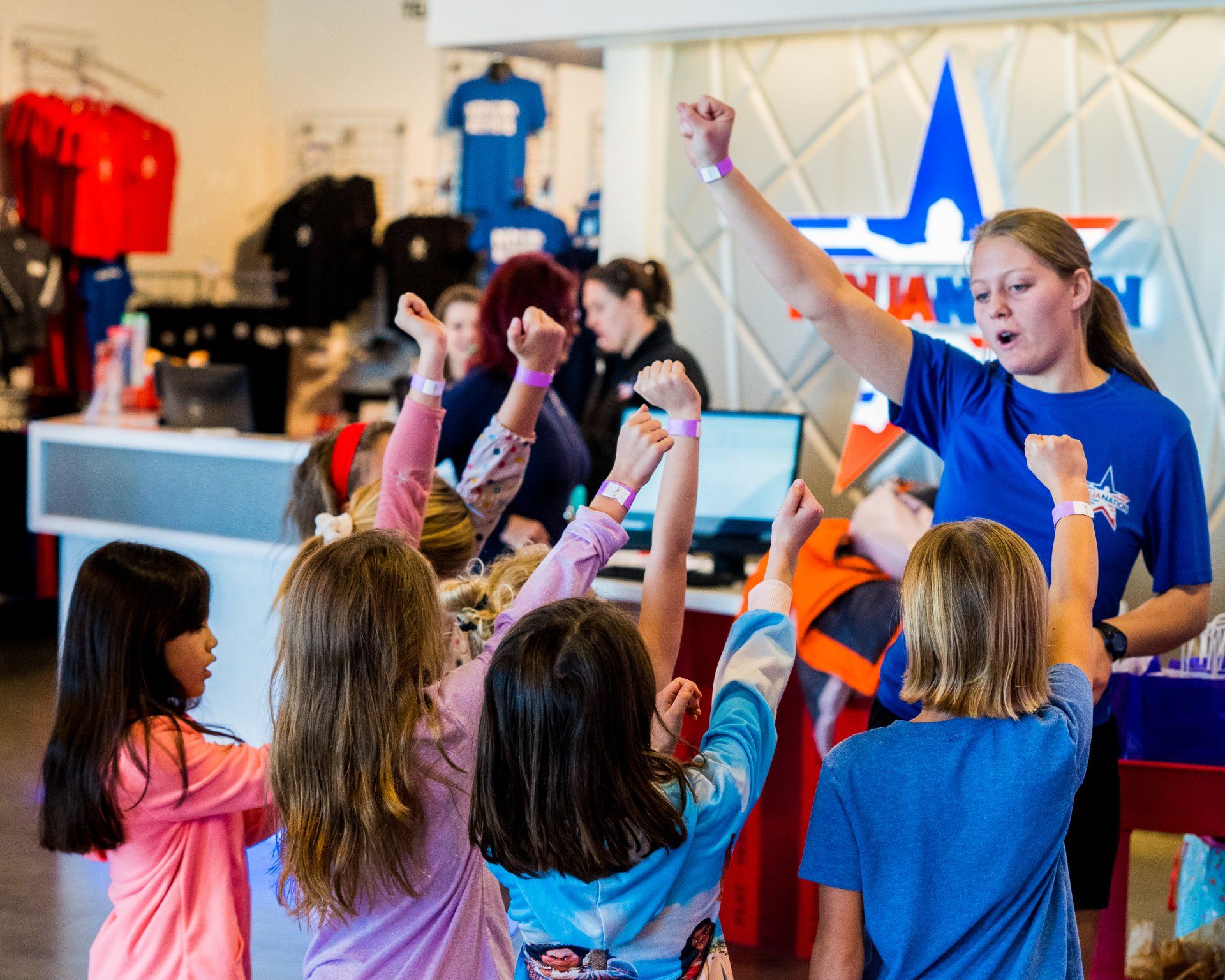 kids checking in for a ninja nation birthday party