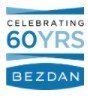Logo celebrating 60 years of Bezdan. Blue and white text on a white background.