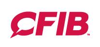 Logo of CFIB in red, with a speech bubble shape.