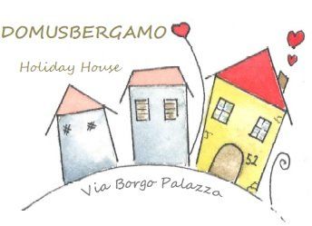 Logo Domusbergamo, casette ad acquarello, casa gialla