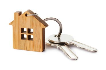 House keys with house shaped keychain