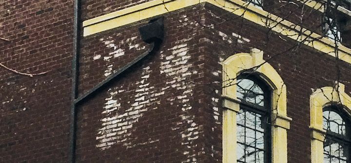 Efflorescence on historic brick