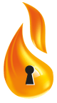 Orange flame with a keyhole, likely representing security or privacy.