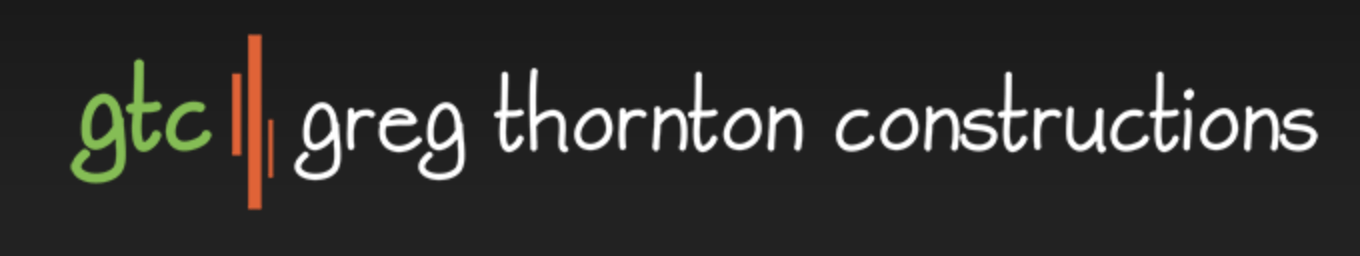 Gtc greg thornton constructions logo on a black background