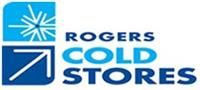 The logo for rogers cold stores has a blue square with a snowflake on it.